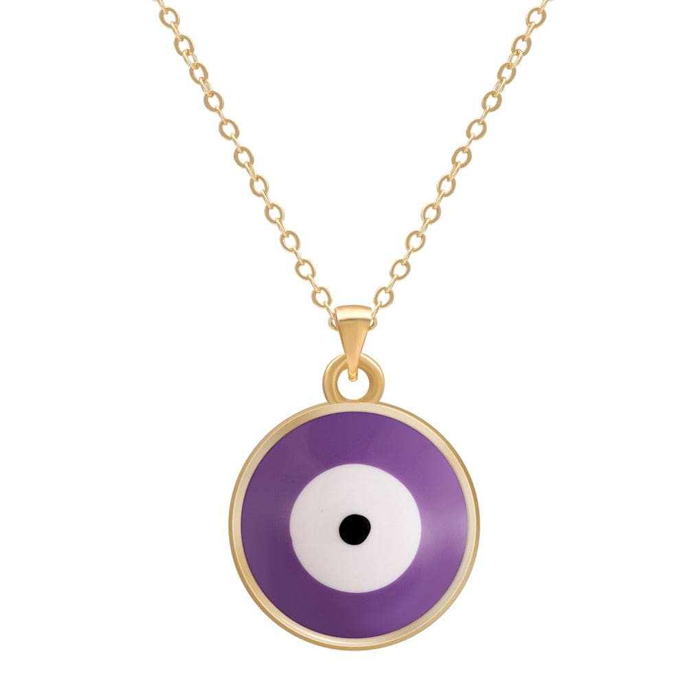 Greek Evil Eye Purple Multicolor Evil Eye 14K Gold Plated Necklace