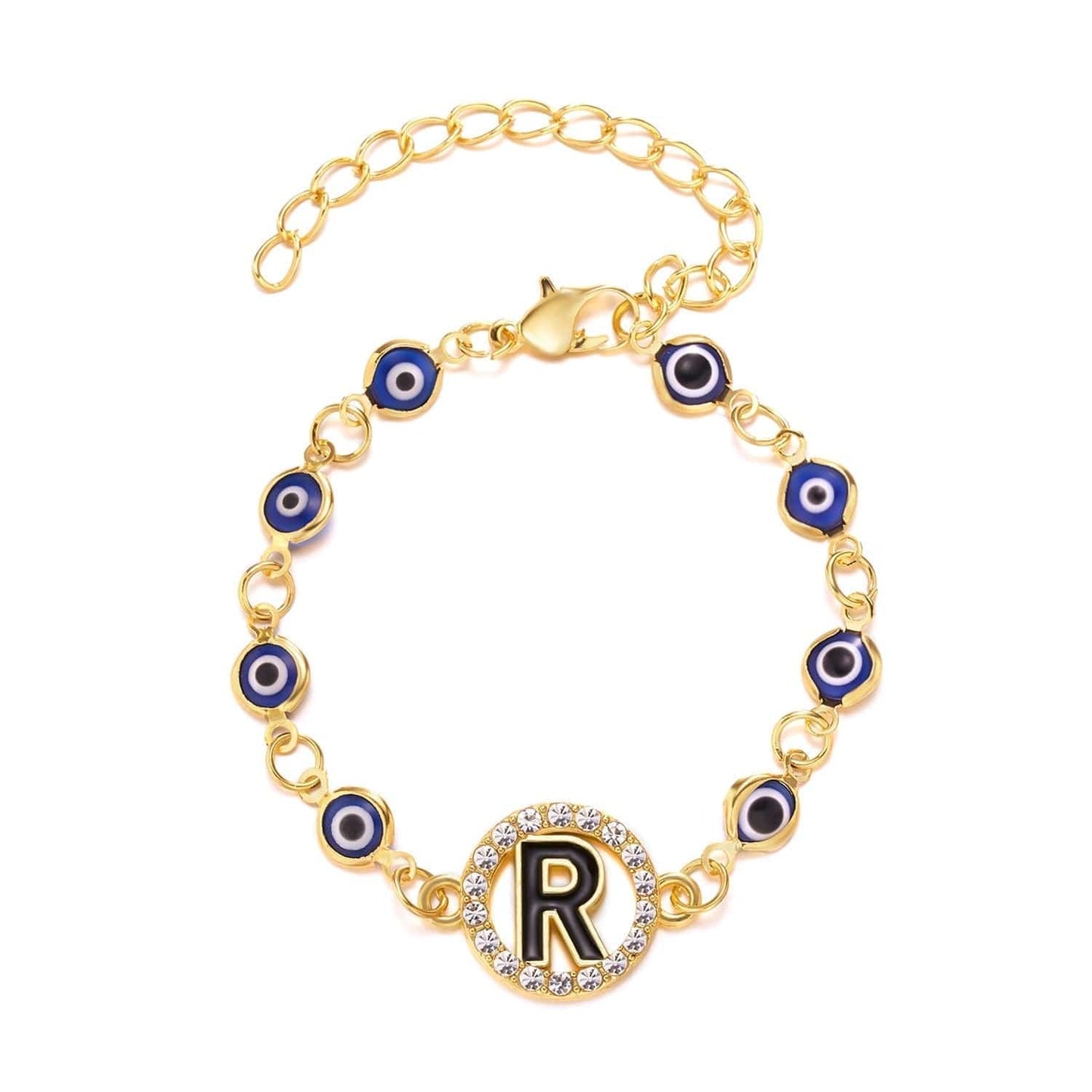 Greek Evil Eye R Evil Eye Alphabetic Bracelet