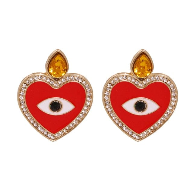 Greek Evil Eye Red-Apple Evil Eye Drop Earrings