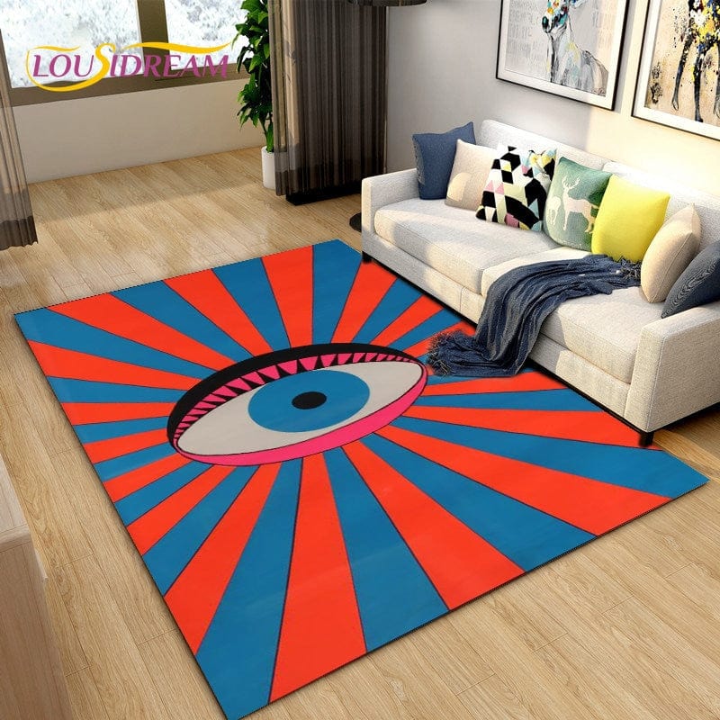 Greek Evil Eye Red & Blue / 40x60cm Evil Eye 3d Printed Classic Rugs