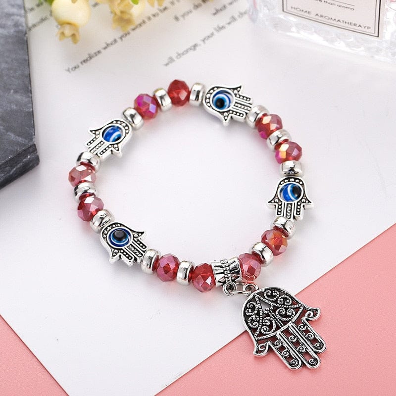 Greek Evil Eye Red Evil Eye Hamsa Hand Pendant Bracelet