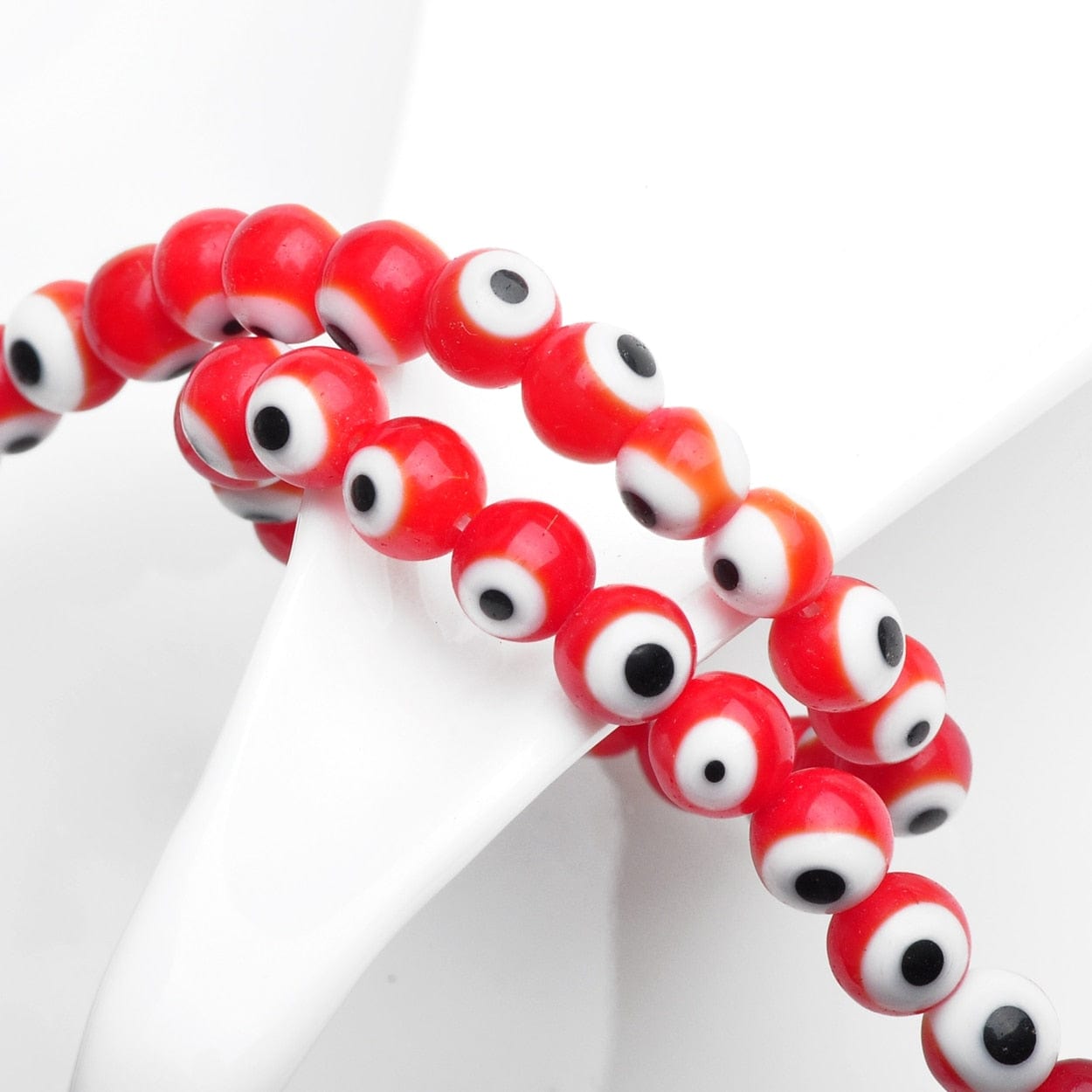 Greek Evil Eye Red Evil Eye Rounded Beads 50pcs