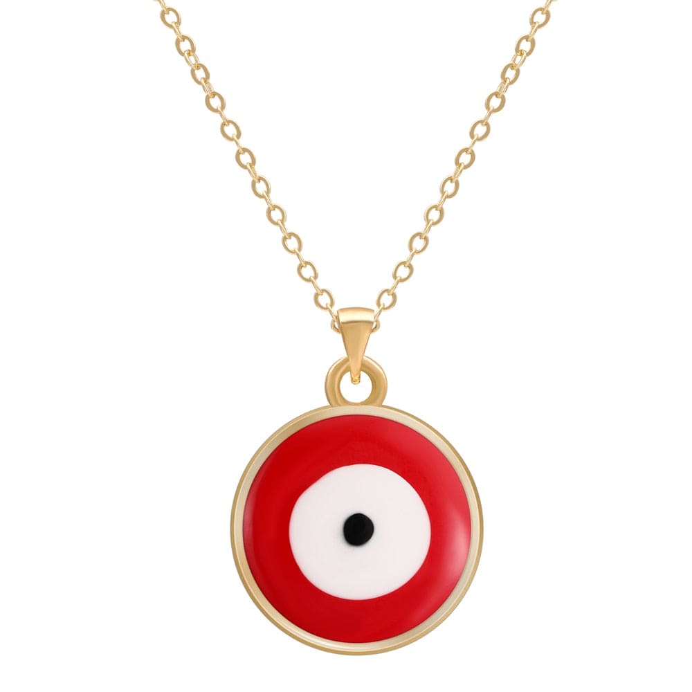 Greek Evil Eye Red Multicolor Evil Eye 14K Gold Plated Necklace