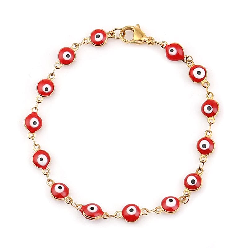 Greek Evil Eye Red Multicolor Evil Eye Gold Chain Bracelets