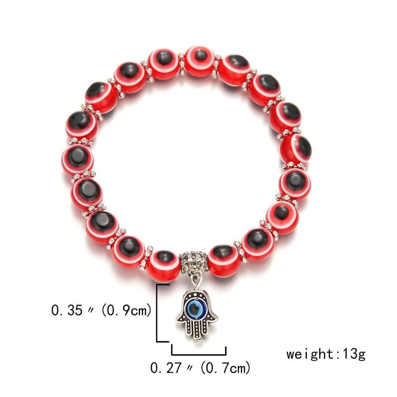 Greek Evil Eye Red Multicolor Evil Eye Hamsa Hand Bracelet