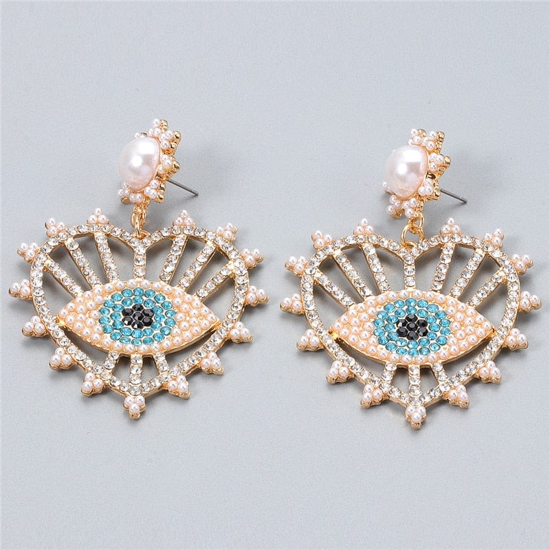 Greek Evil Eye Rose Gold Evil Eye Drop Earrings