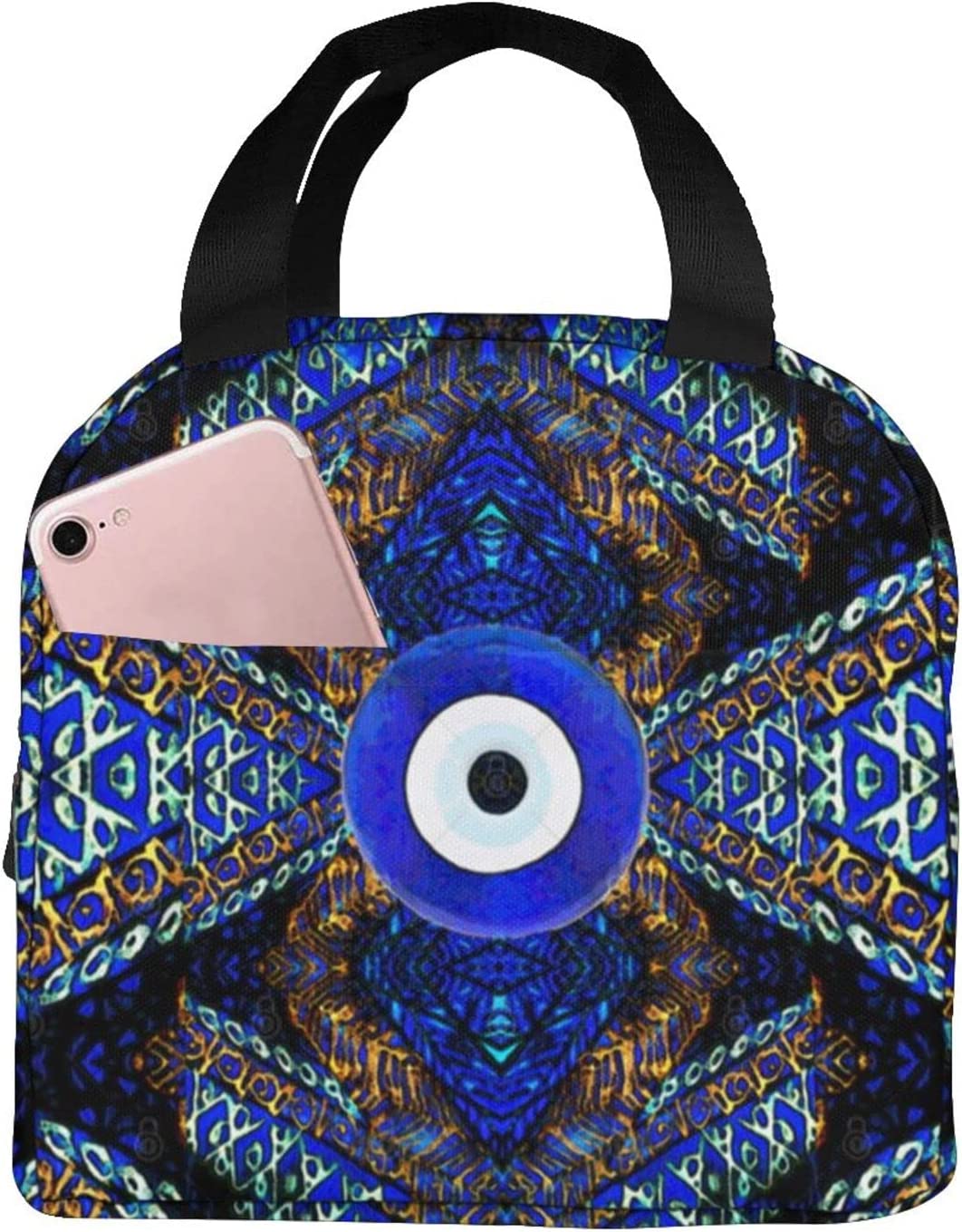 Greek Evil Eye Round Blue & White Evil Eye Picnic Bag 3D Printed