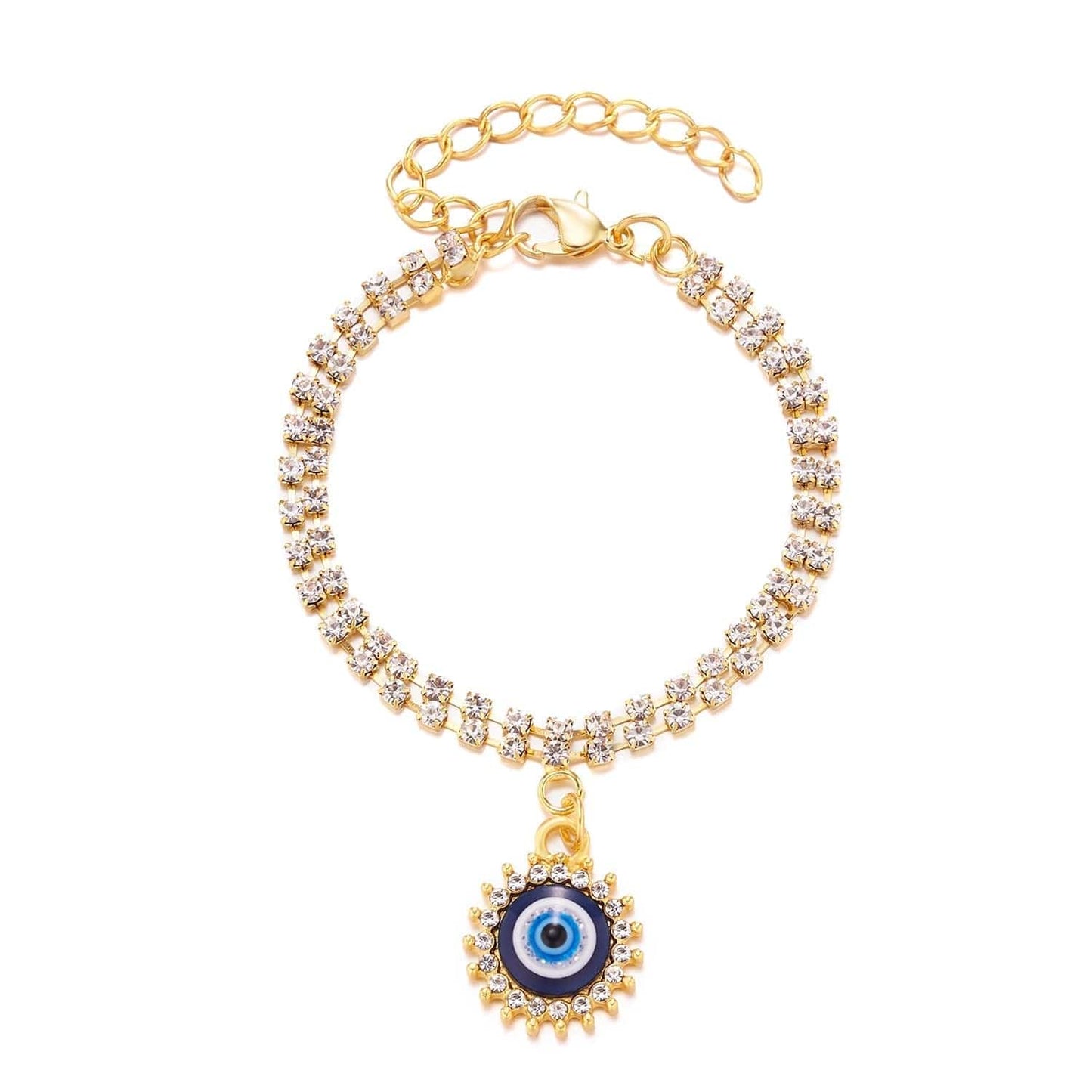 Greek Evil Eye Round Evil Eye Golden Bracelet For Women