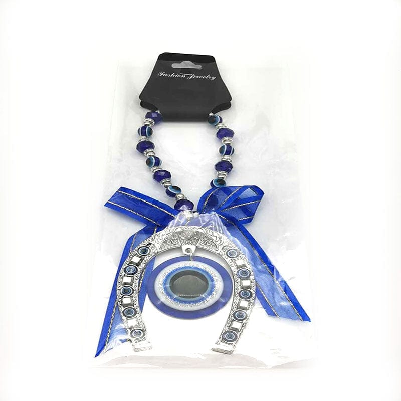 Greek Evil Eye Round Evil Eye Horseshoe Keychain