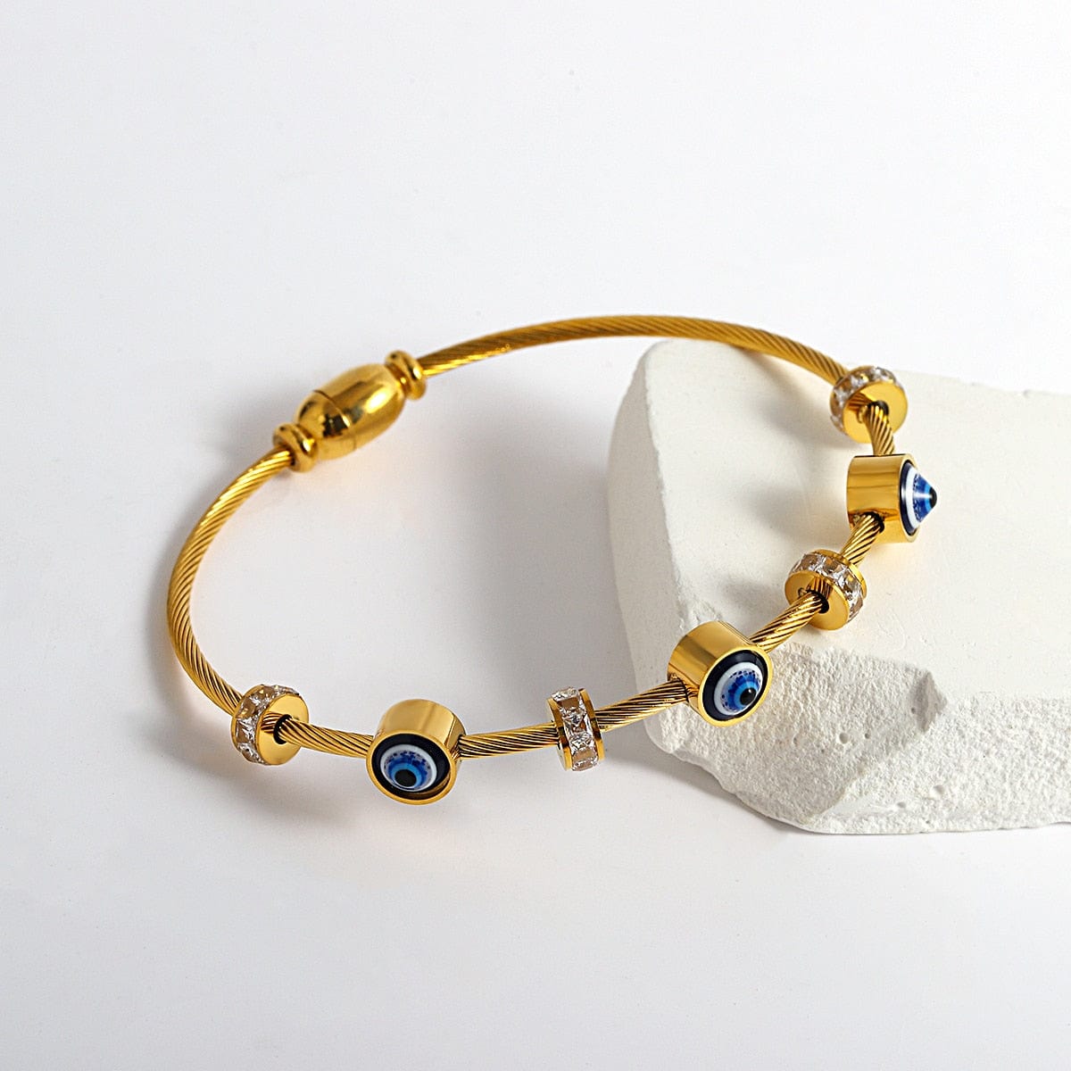 Greek Evil Eye Round Shape Greek Eye Wire Bracelet