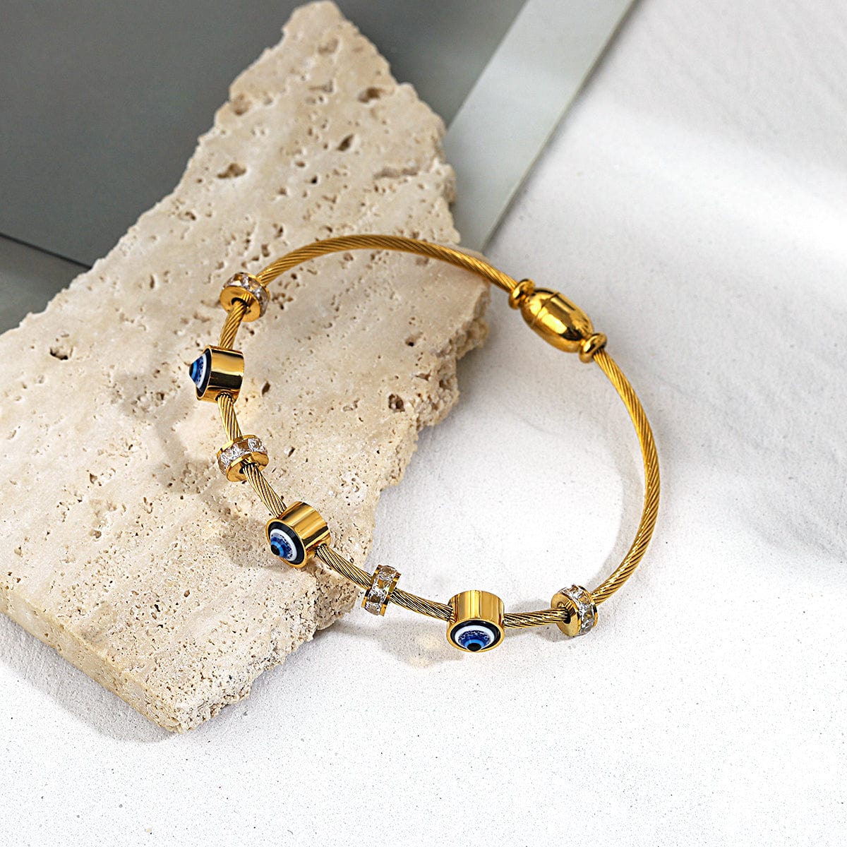 Greek Evil Eye Round Shape Greek Eye Wire Bracelet