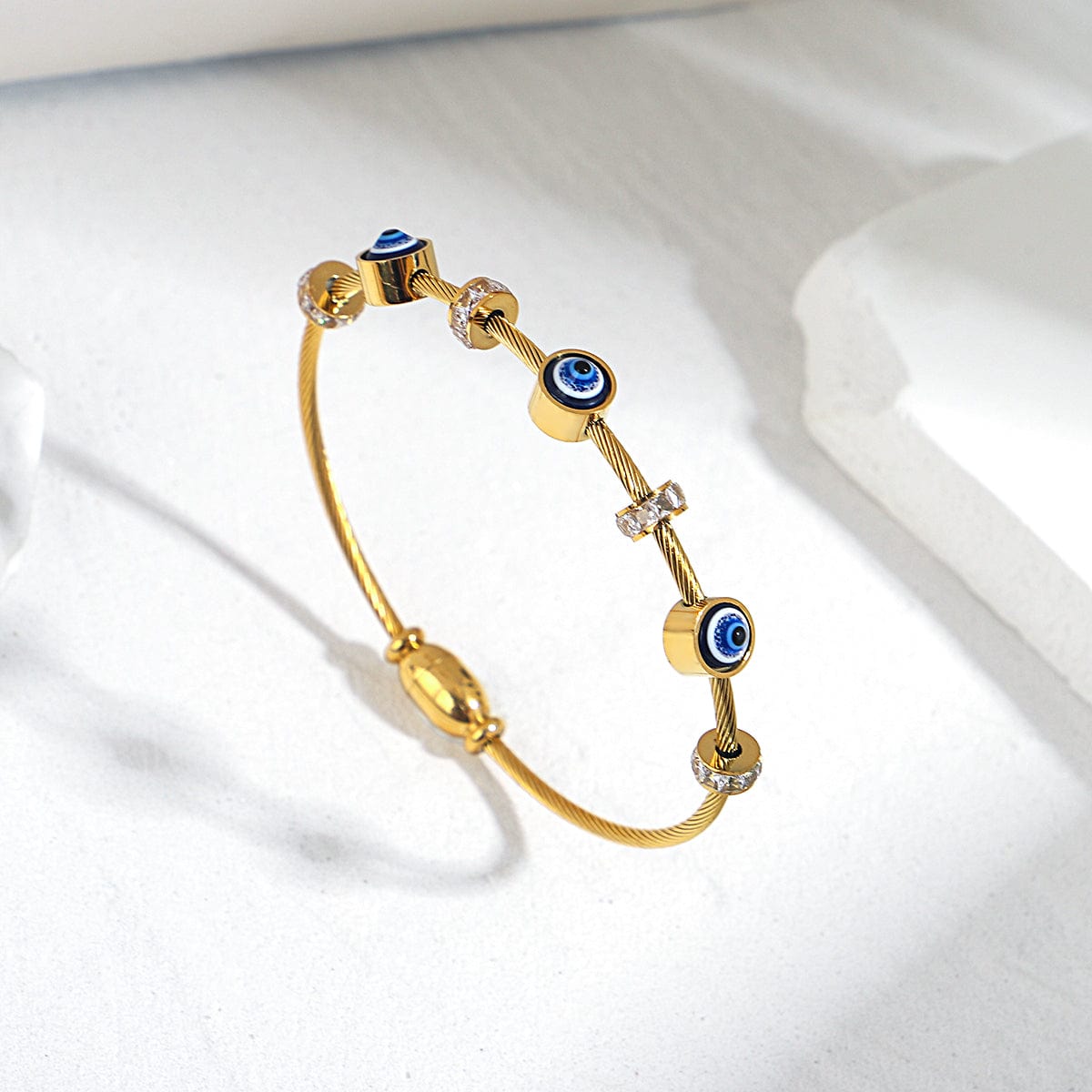 Greek Evil Eye Round Shape Greek Eye Wire Bracelet