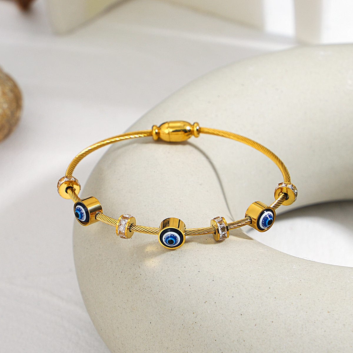 Greek Evil Eye Round Shape Greek Eye Wire Bracelet