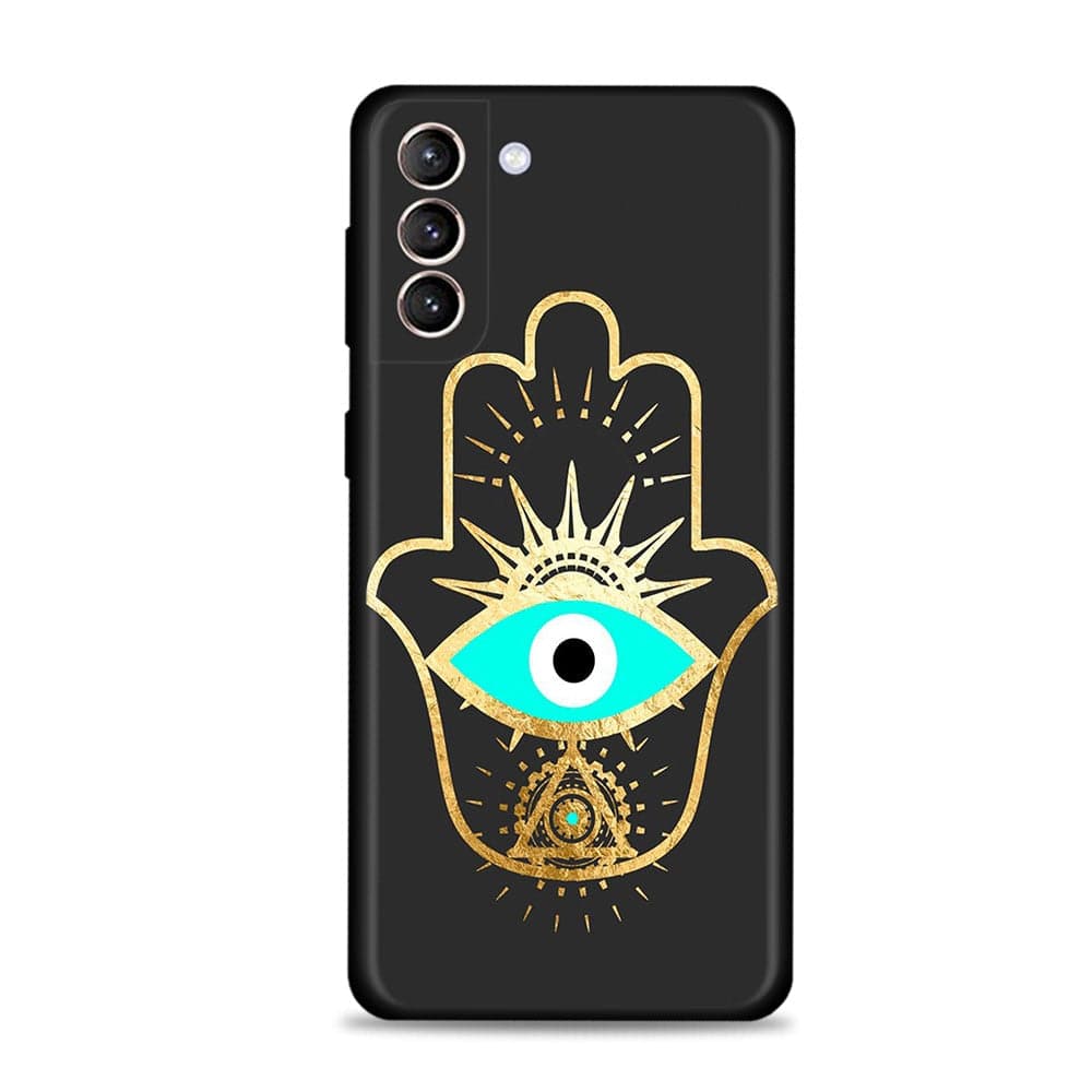 Greek Evil Eye Samsung S22 5G / Black & Aqua Evil Eye Phone Case Range for Samsung Phones