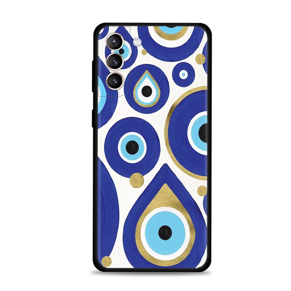 Greek Evil Eye Samsung S22 5G / Gold & Aqua Evil Eye Phone Case Range for Samsung Phones