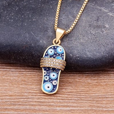 Greek Evil Eye Sandal Evil Eye Slipper Pendant Necklace