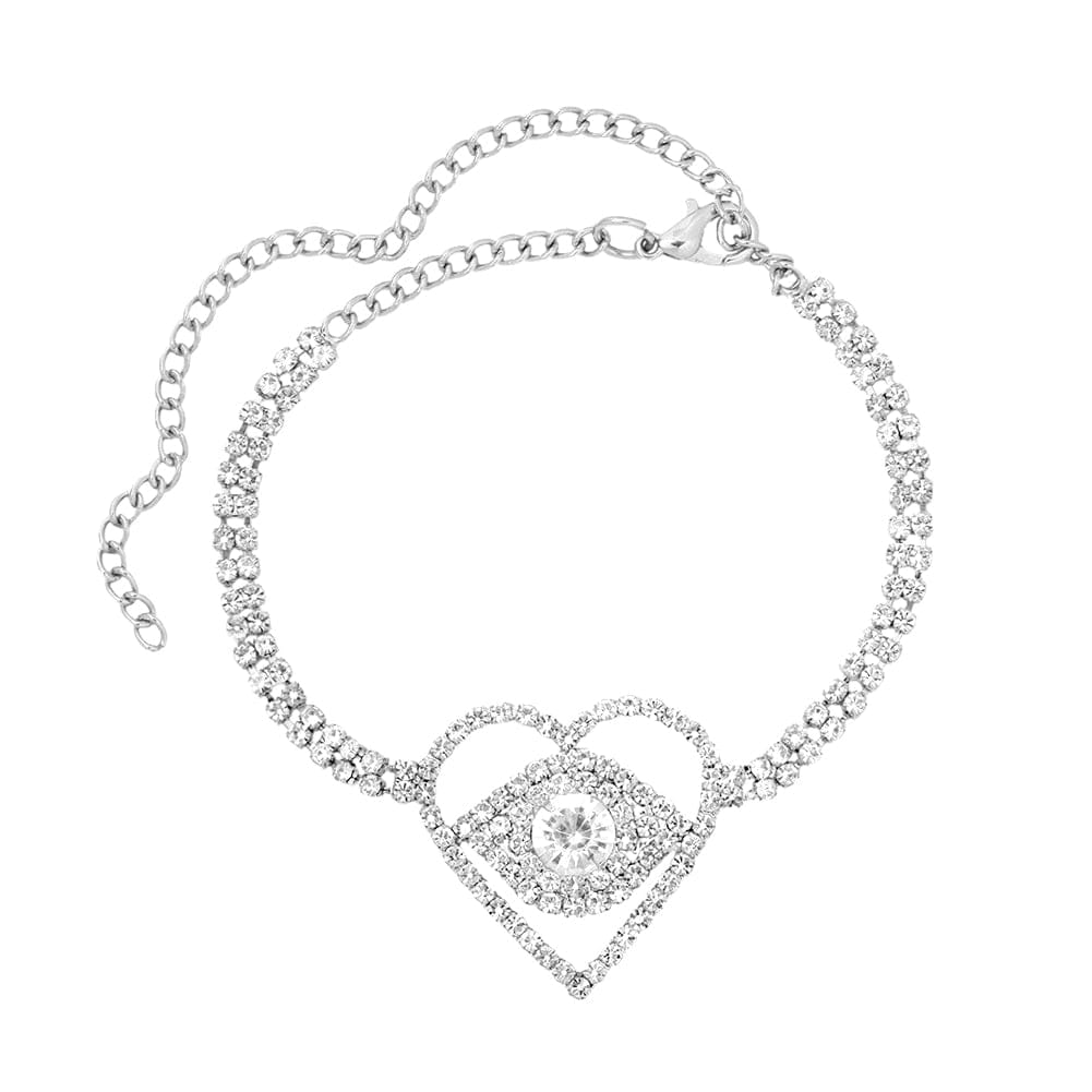 Greek Evil Eye Shiny Silver Evil Eye White Zircon  Anklet