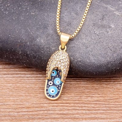 Greek Evil Eye Shoes Evil Eye Slipper Pendant Necklace