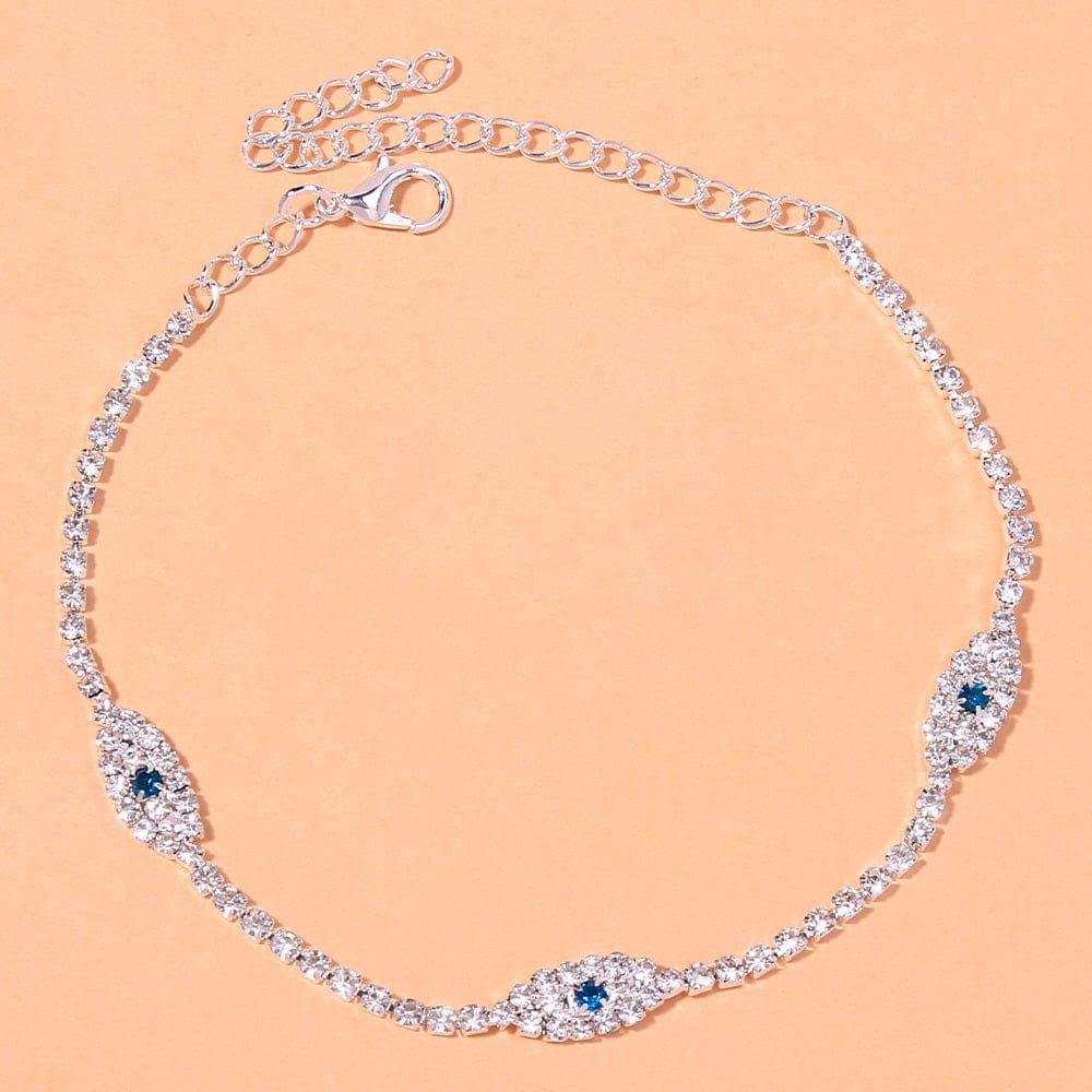 Greek Evil Eye Silver Evil Eye Anklet for Women