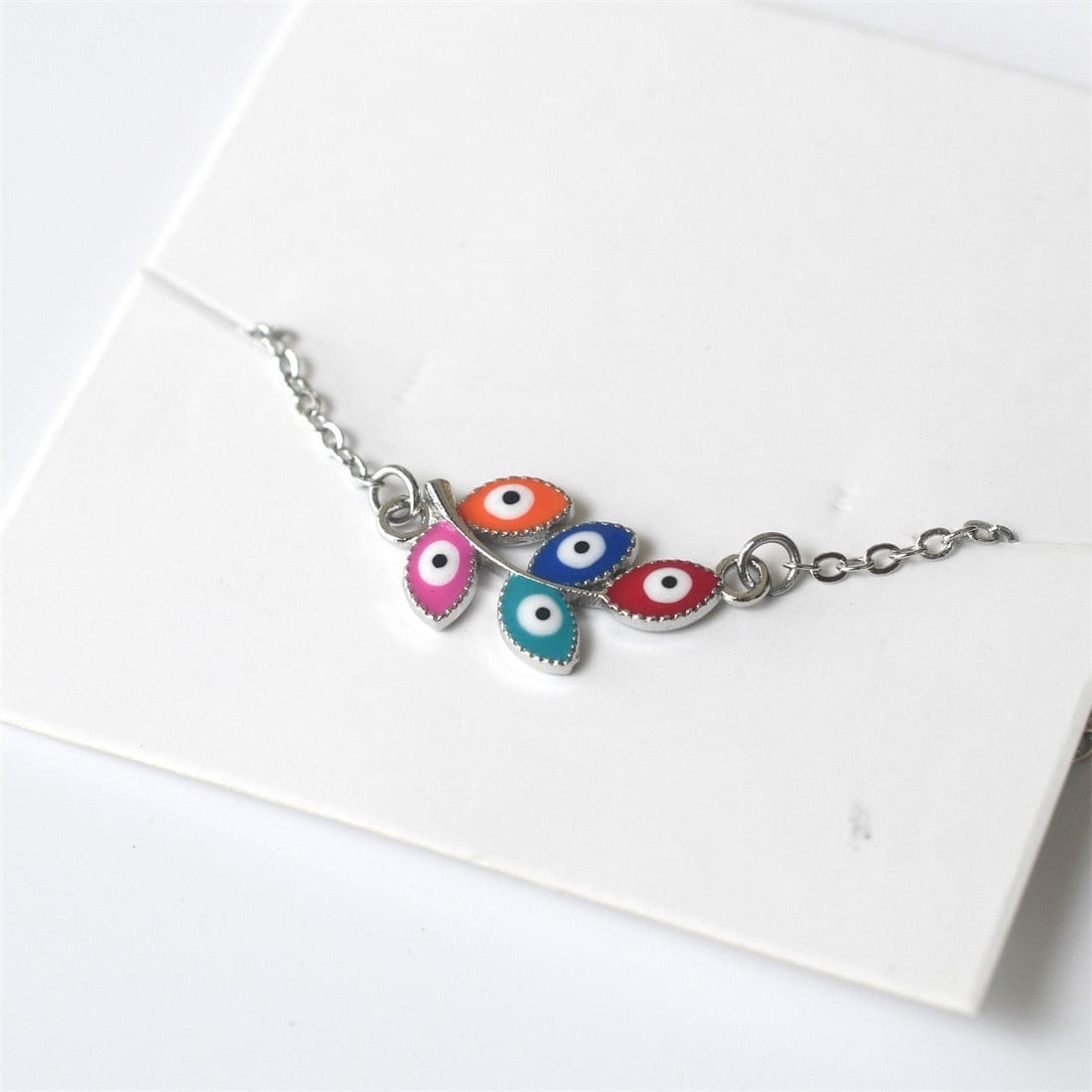 Greek Evil Eye Silver Evil Eye Clavicle Chain Necklace