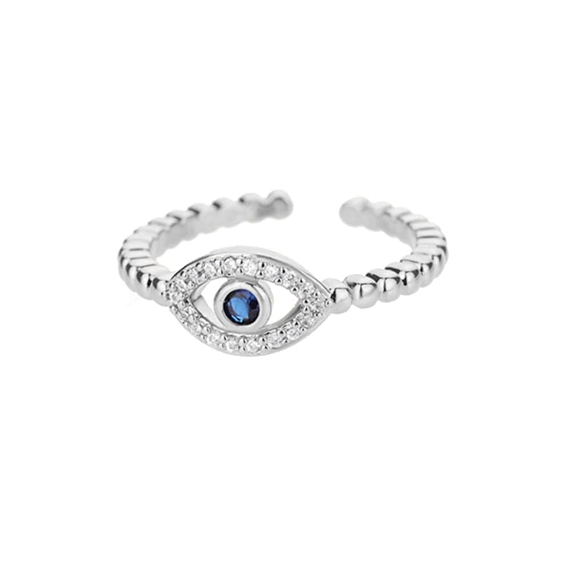 Greek Evil Eye Silver Evil Eye Open Party Ring