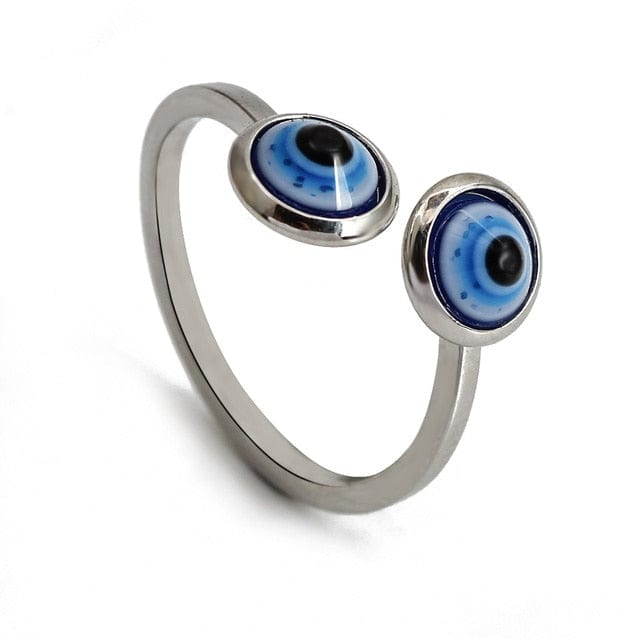 Greek Evil Eye Silver Evil Eye Stone Adjustable Golden Ring