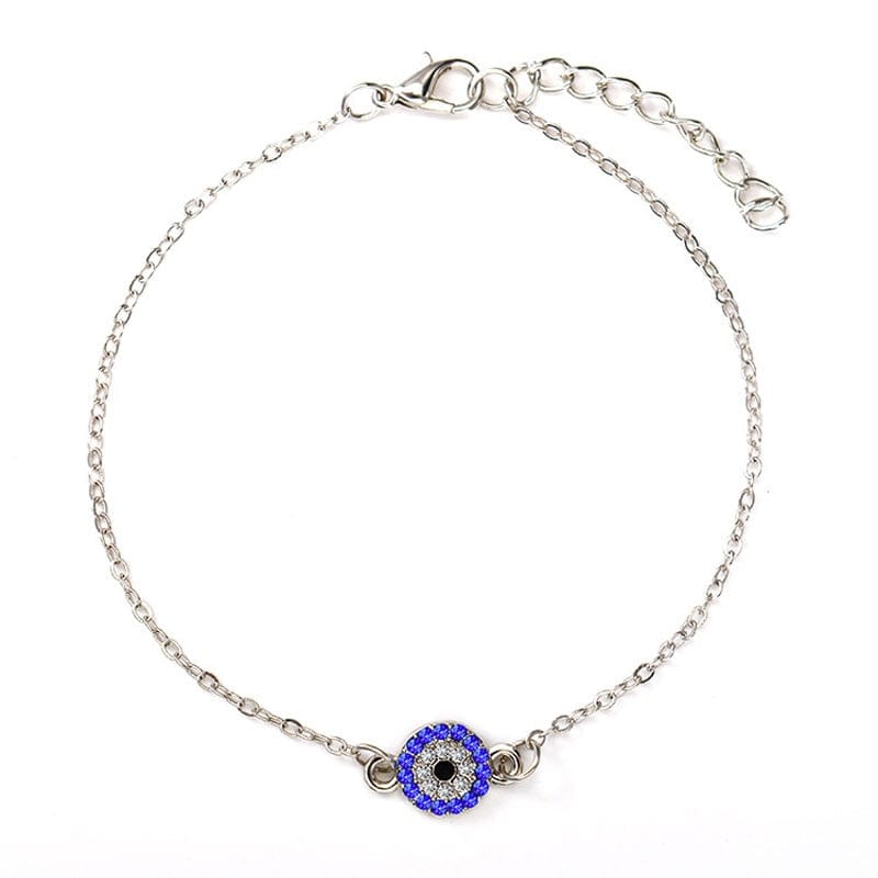 Greek Evil Eye Silver Evil Eye Thin Chain Anklet