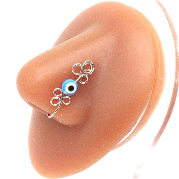 Greek Evil Eye Silver-Sky Multicolor Evil Eye Talisman Nose Cuff