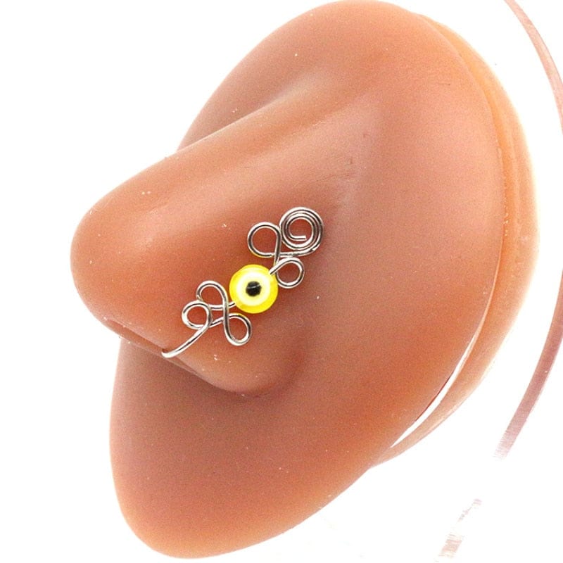 Greek Evil Eye Silver-Yellow Multicolor Evil Eye Talisman Nose Cuff