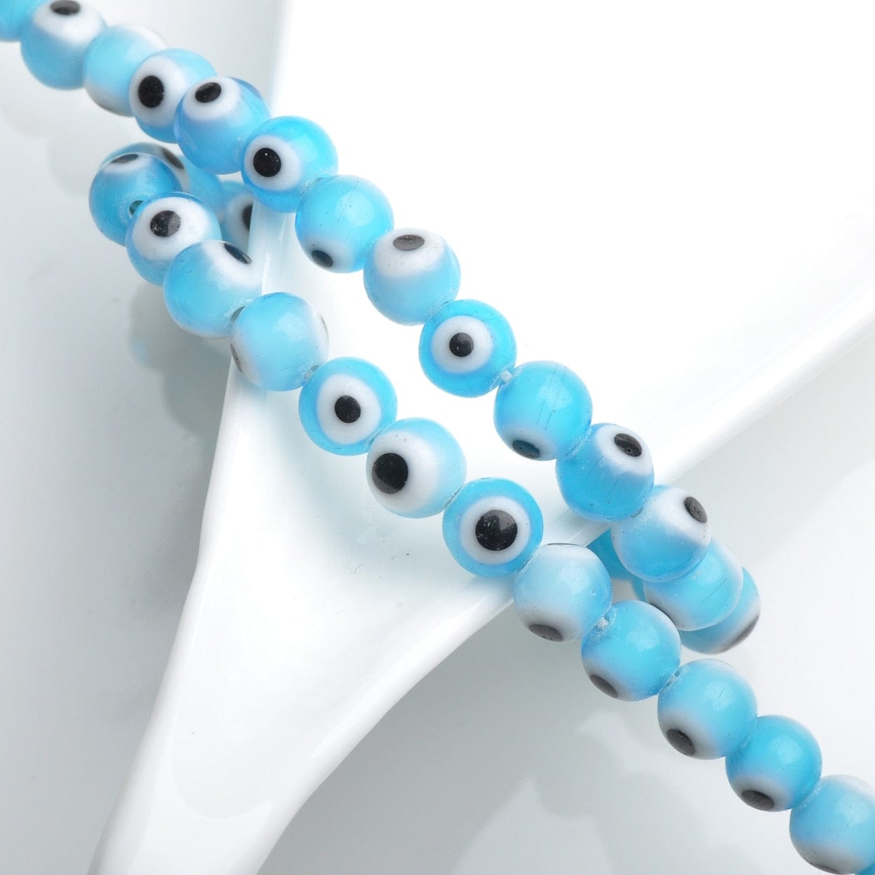 Greek Evil Eye Sky Blue Evil Eye Rounded Beads 50pcs