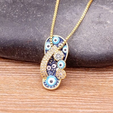 Greek Evil Eye Slippers Evil Eye Slipper Pendant Necklace