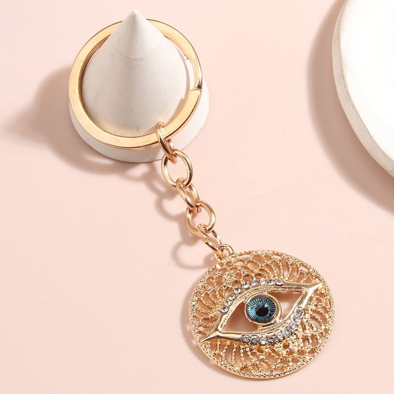 Greek Evil Eye Spanish Evil Eye Pretty Design Golden Keychain