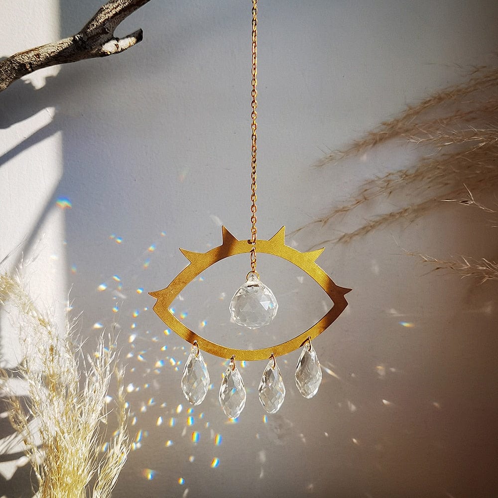 Greek Evil Eye Sparkling White Rainbow Prism Evil Eye Home Decor