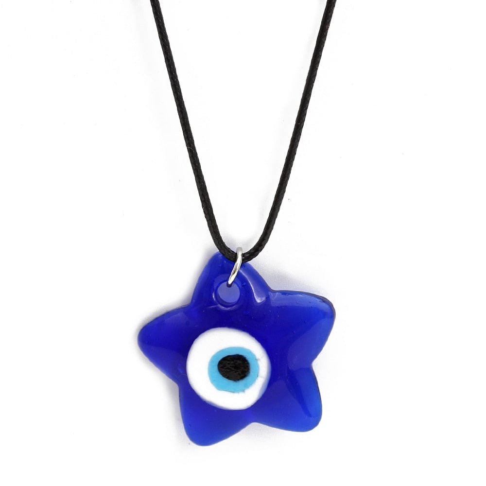 Greek Evil Eye Star Blue Glass Evil Eye Amulet Necklace