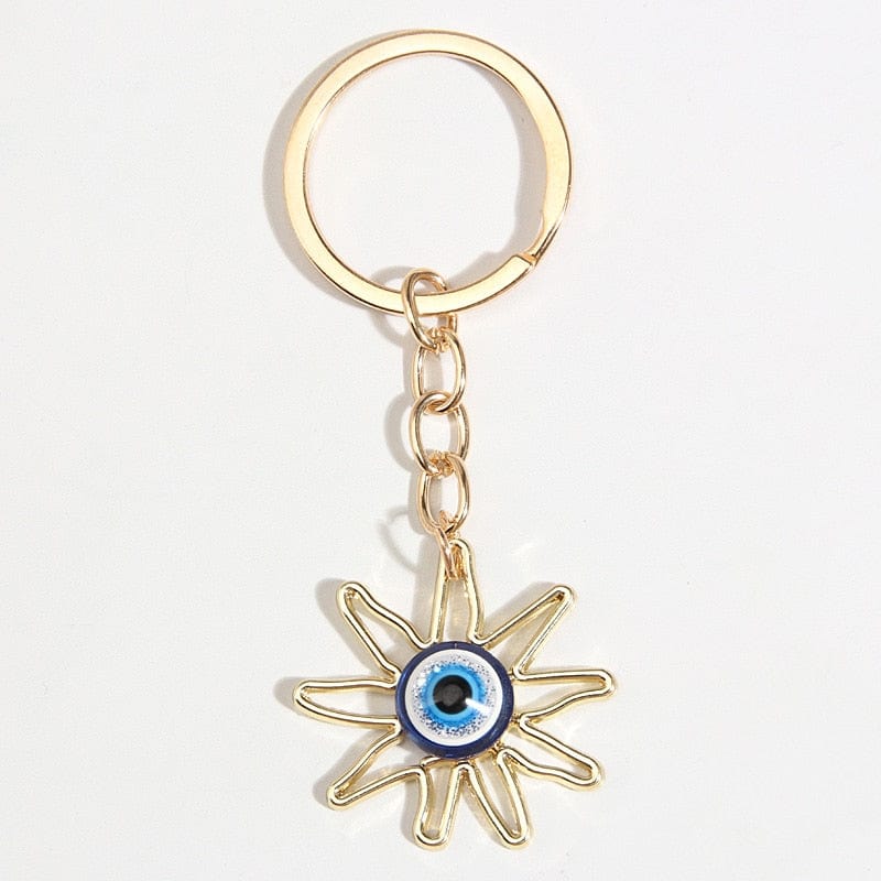 Greek Evil Eye Star Evil Eye Pretty Design Golden Keychain