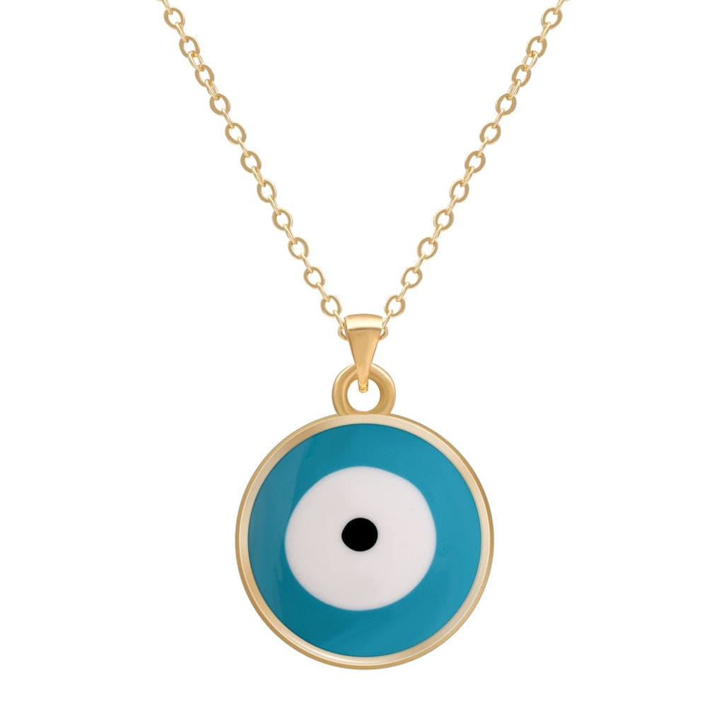 Greek Evil Eye Turquoise Multicolor Evil Eye 14K Gold Plated Necklace