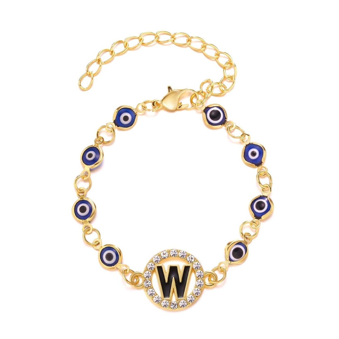 Greek Evil Eye W Evil Eye Alphabetic Bracelet