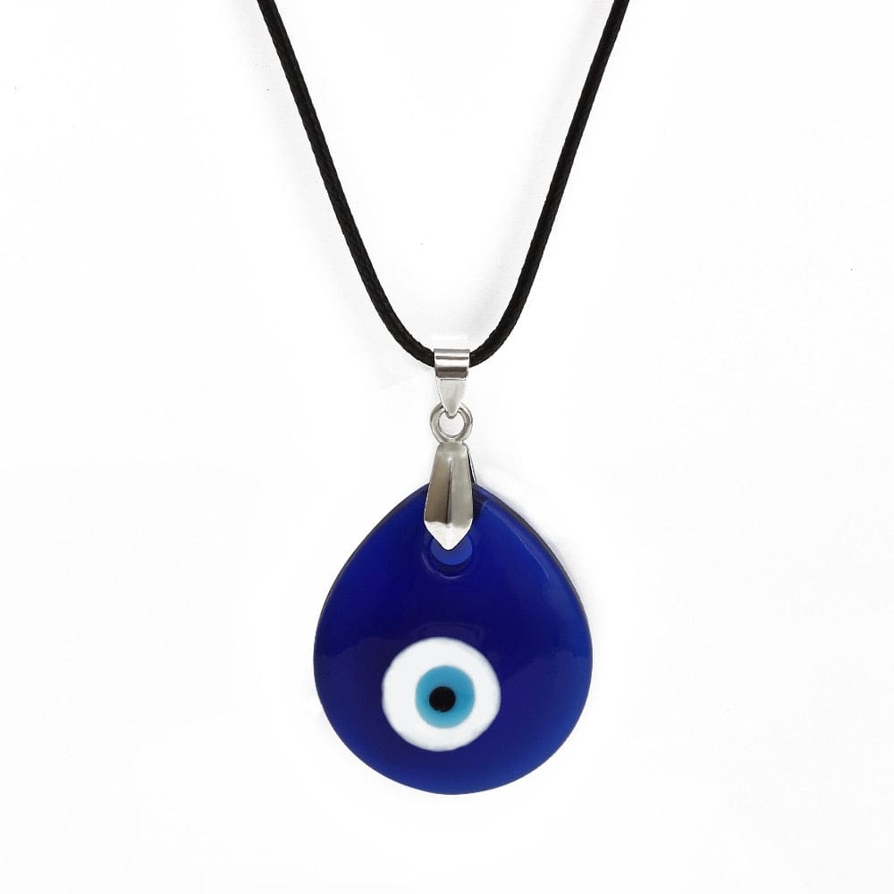 Greek Evil Eye Water Drop Small Blue Glass Evil Eye Amulet Necklace