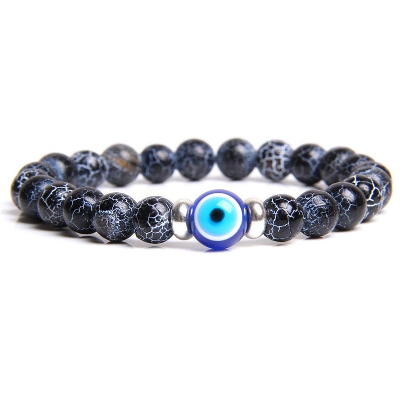 Greek Evil Eye Weathered Agate / 17cm Evil Eye Blue Classic Stone Bracelet