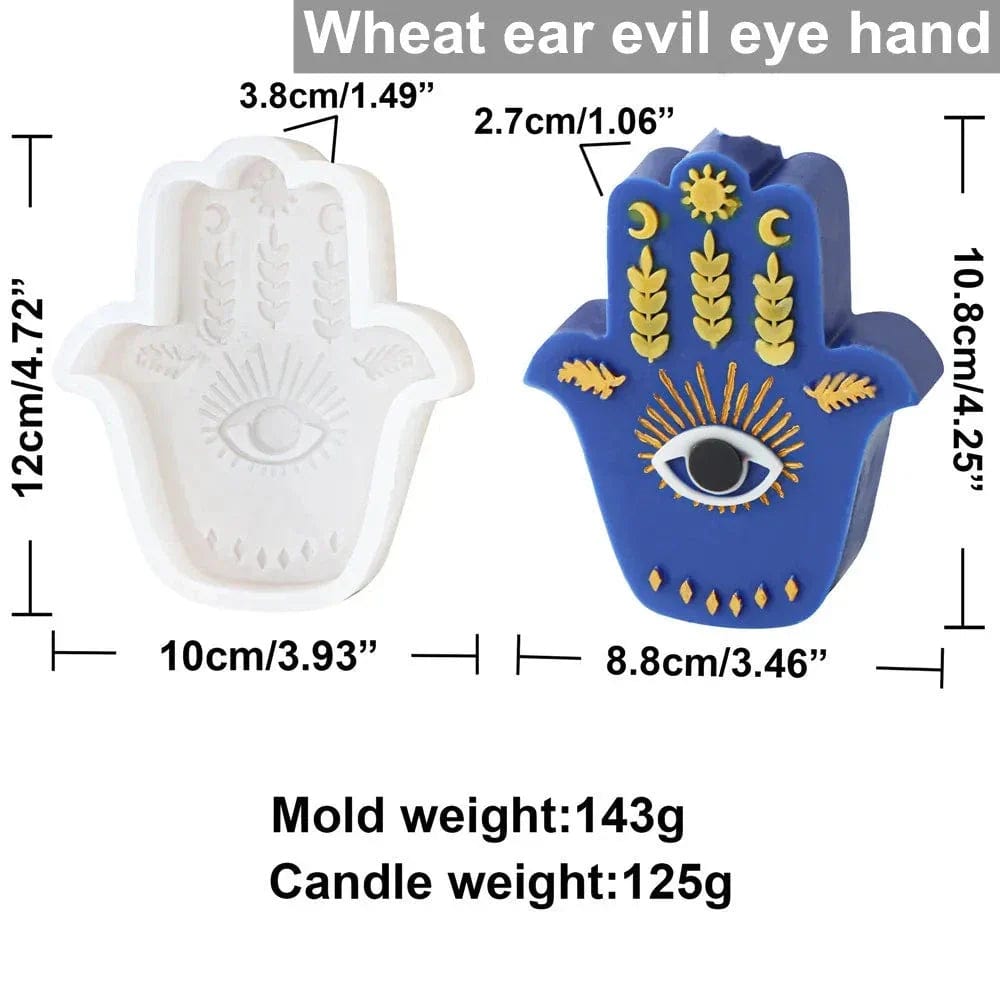 Greek Evil Eye wheat ear hand Blue Evil Eye Candle Silicone