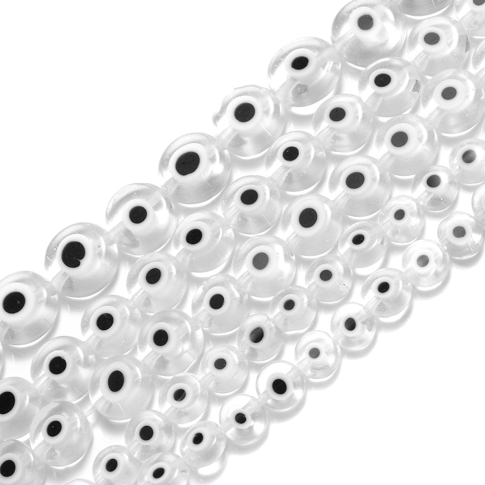 Greek Evil Eye White / 6mm Colorful Evil Eye Flat Back Round Beads