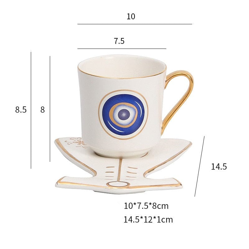 Greek Evil Eye White Clothes Evil Eye Stylish Cups & Saucers