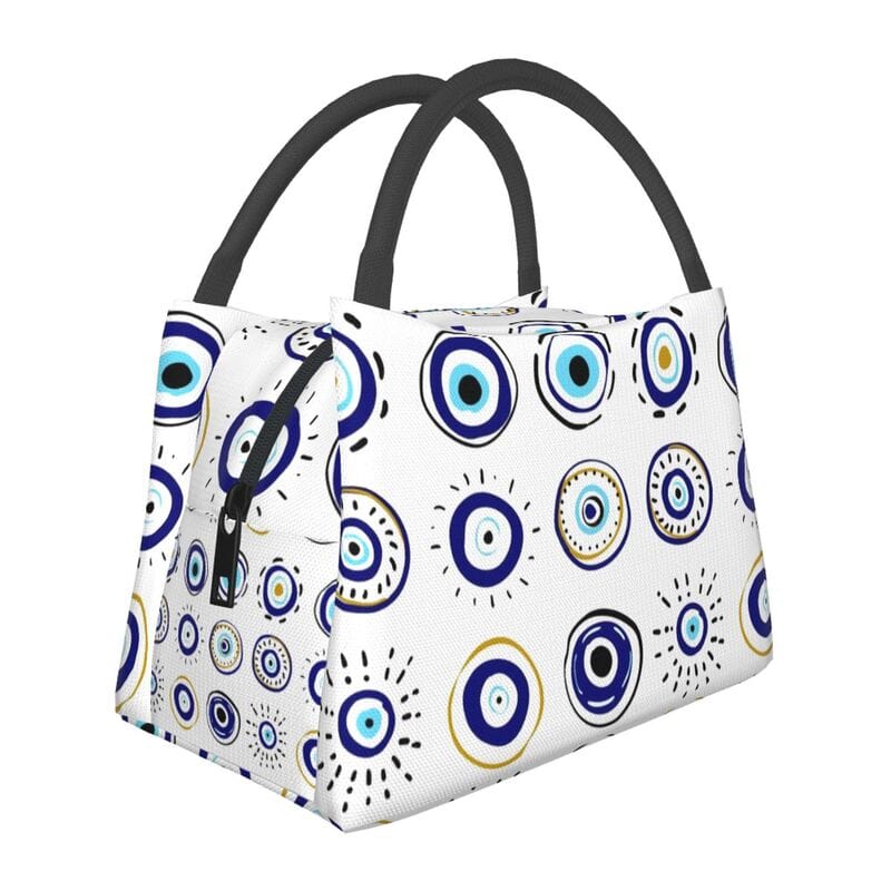 Greek Evil Eye White Evil Eye Lunch Bag for Picnics