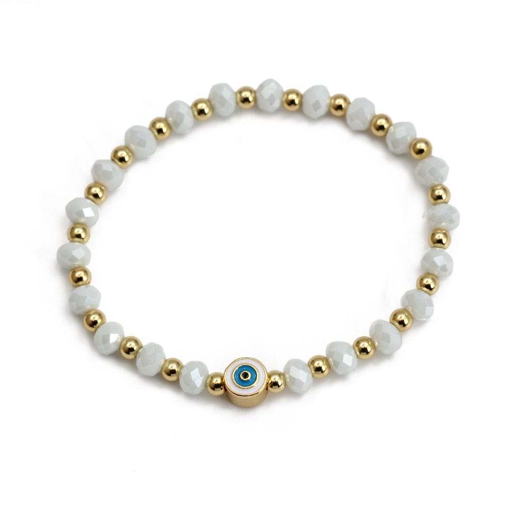 Greek Evil Eye White-Gold /1peice Evil Eye Golden Beaded Bracelet