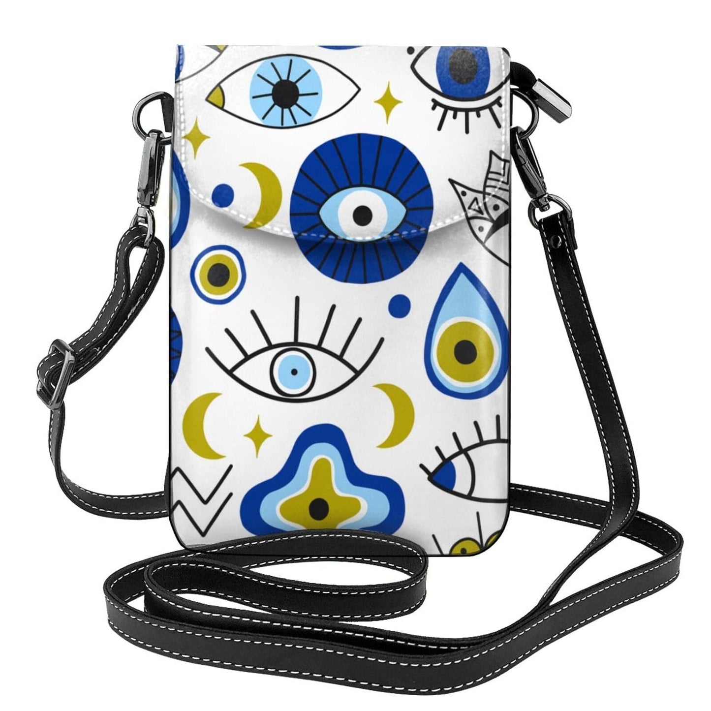 Greek Evil Eye White & Multi Evil Eye Women Leather Purse