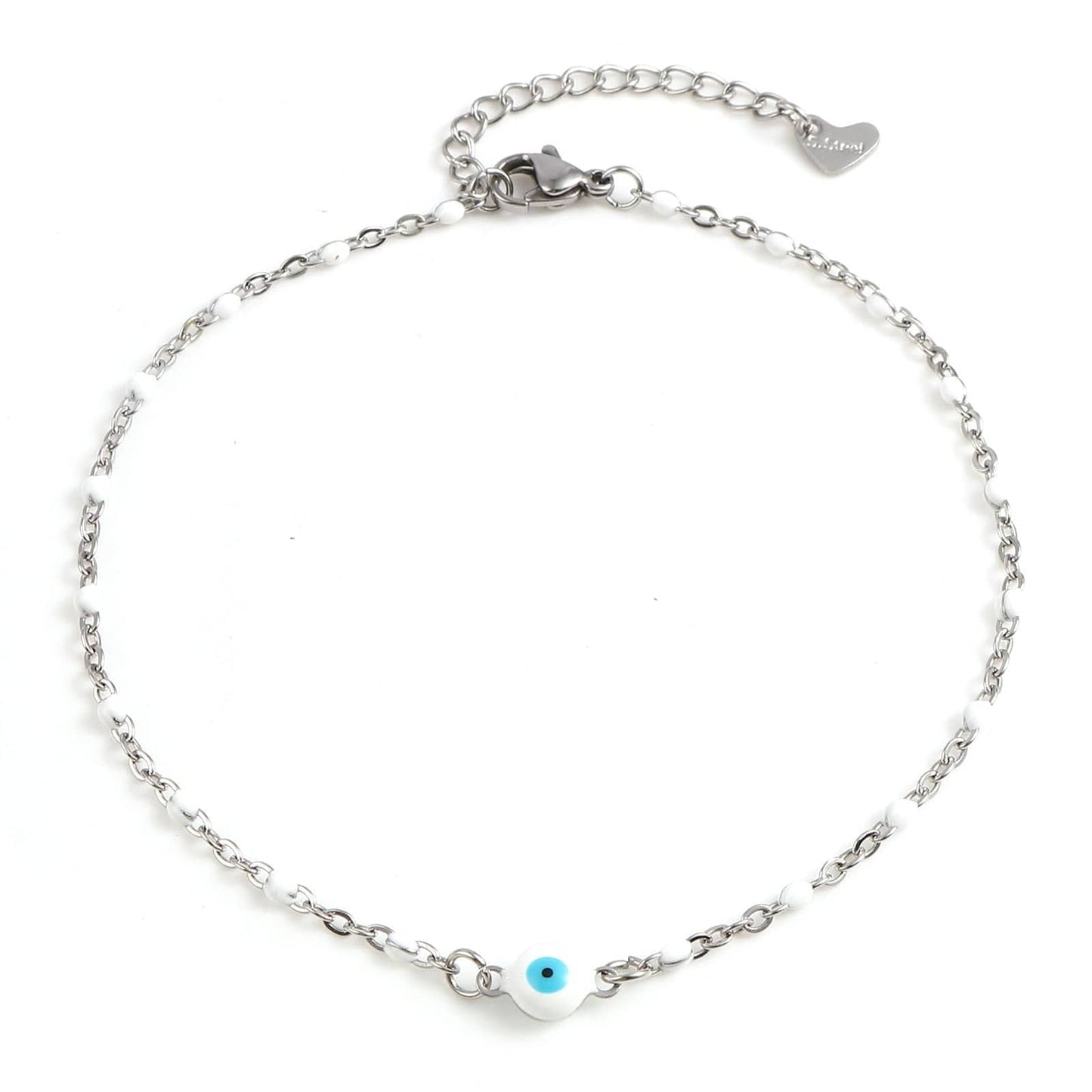 Greek Evil Eye White Multicolor Round Evil Eye Anklet