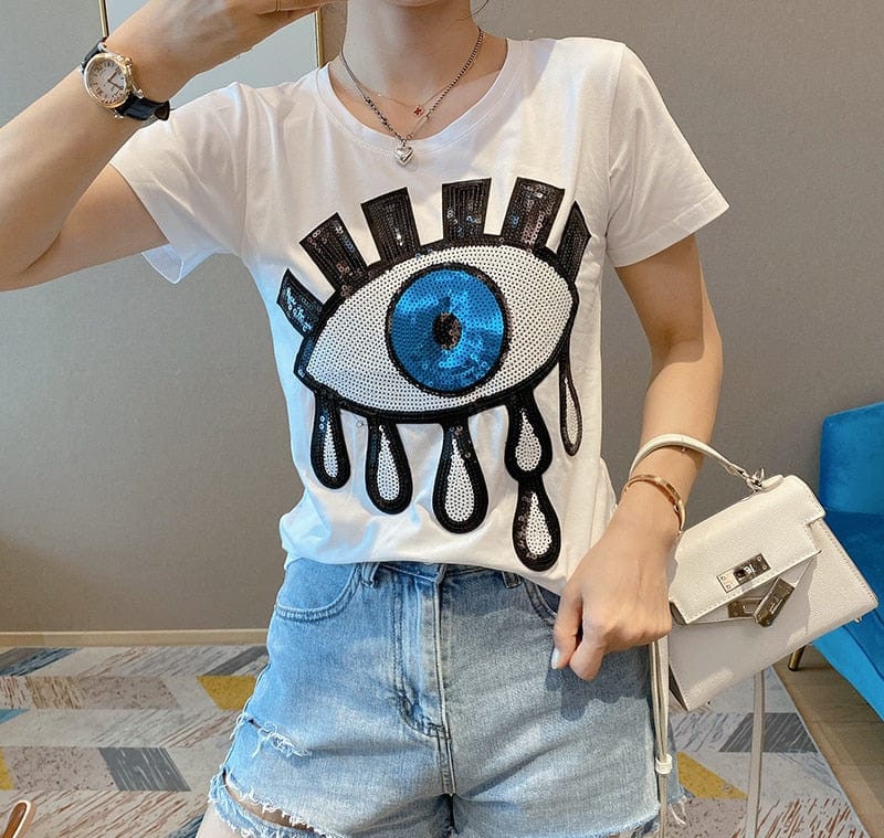 Greek Evil Eye White / S Solid Pattern Evil Eye T-Shirt