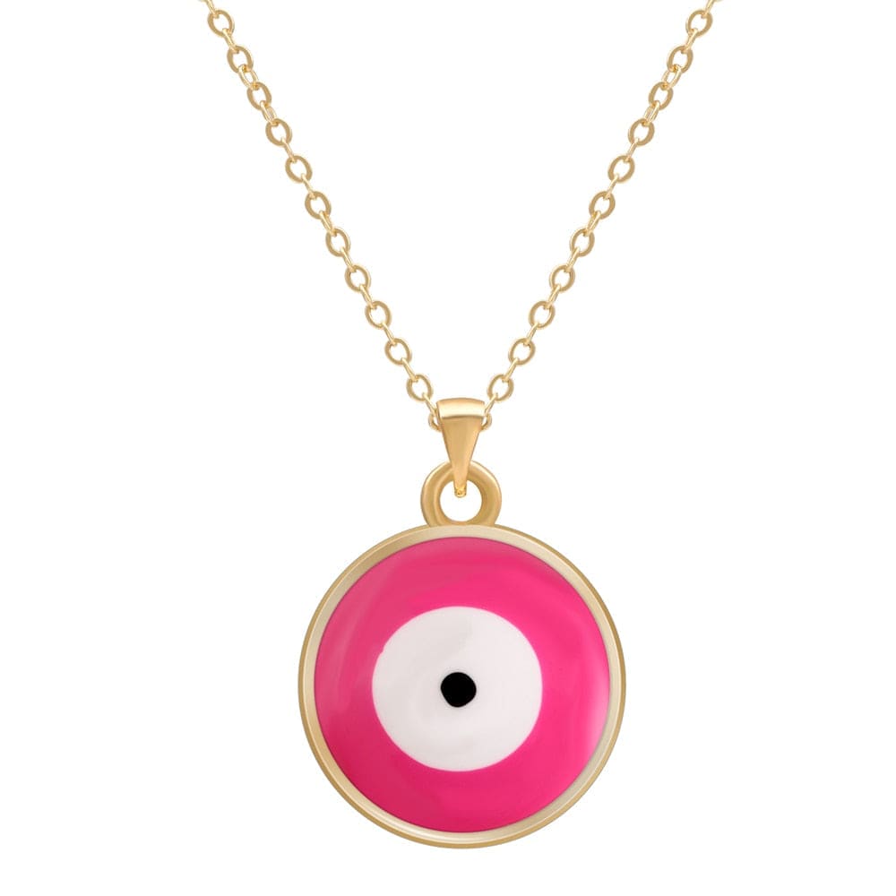 Greek Evil Eye Wine Red Multicolor Evil Eye 14K Gold Plated Necklace