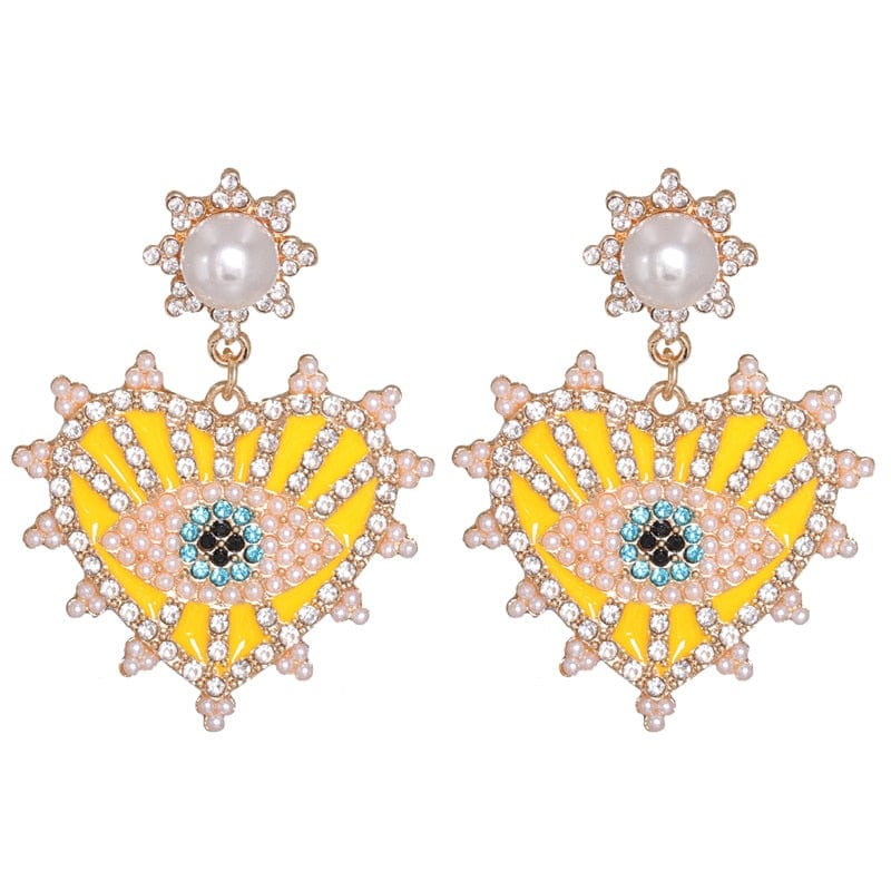 Greek Evil Eye Yellow Evil Eye Drop Earrings