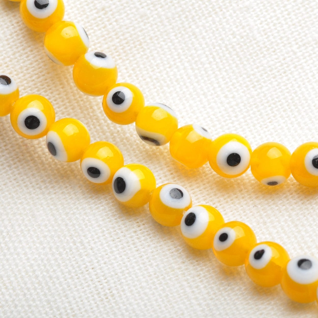 Greek Evil Eye Yellow Evil Eye Rounded Beads 50pcs